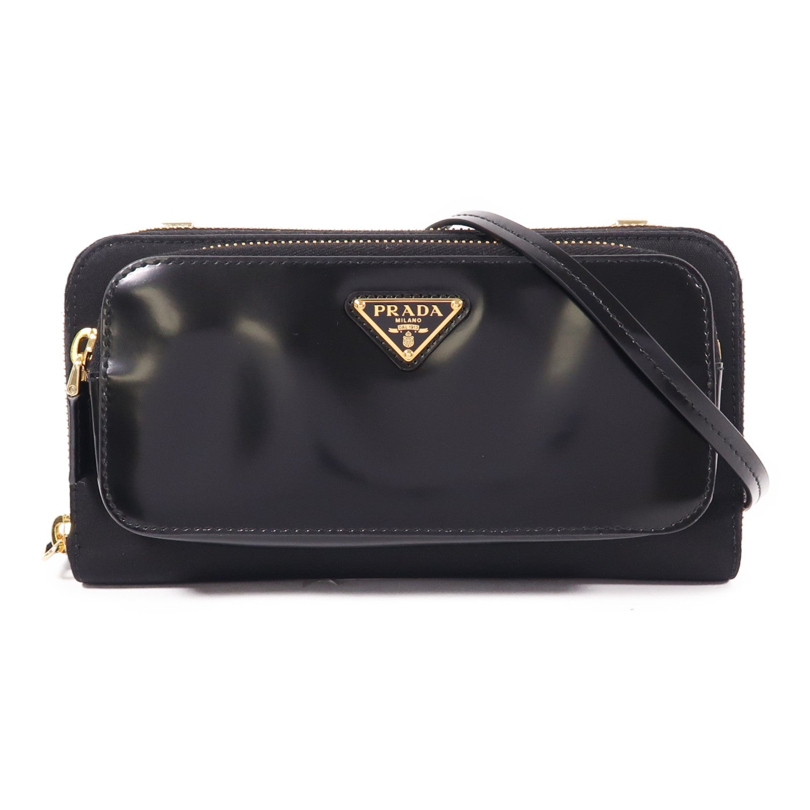 PRADA 尼龍/皮革Shoulder Bag金扣肩背袋