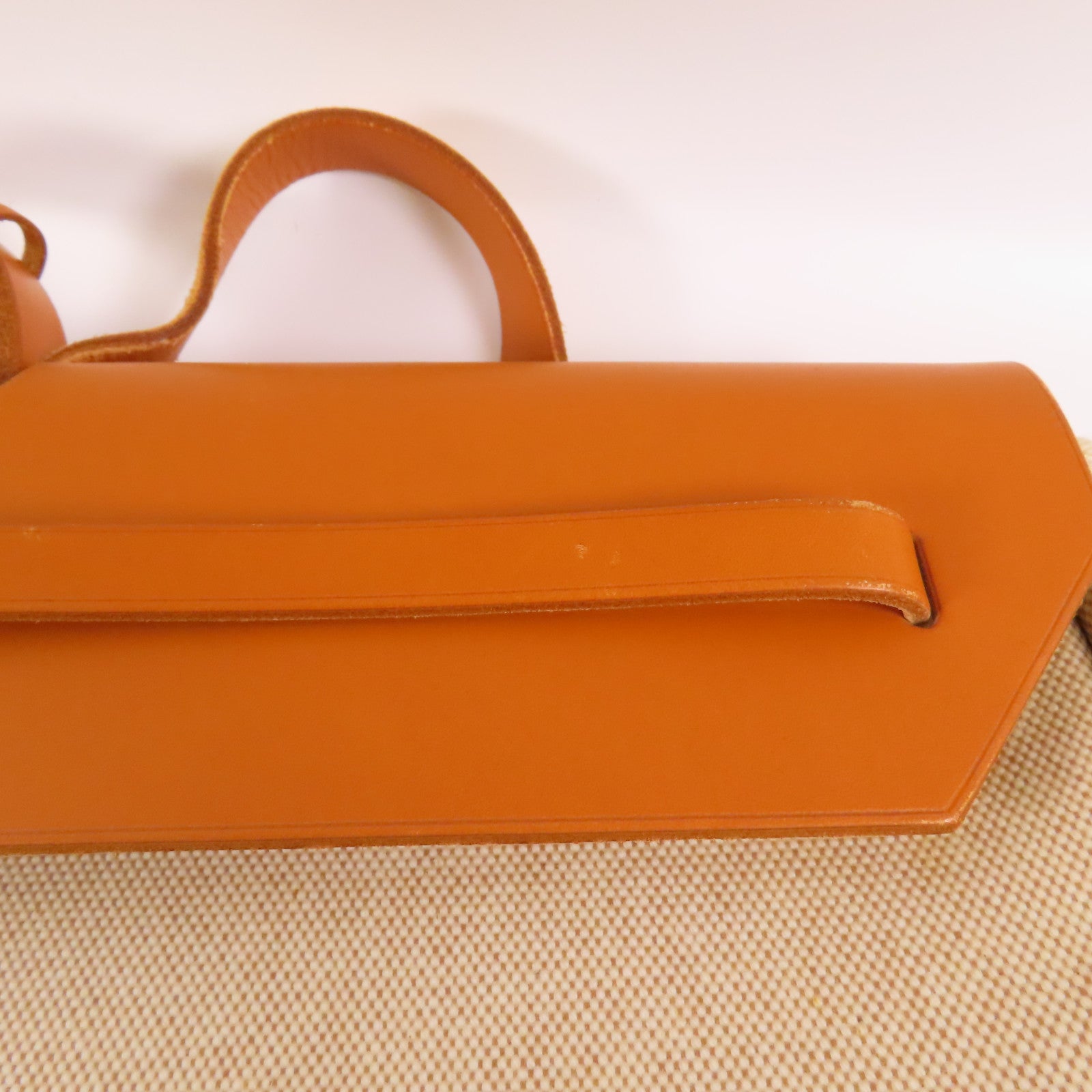 HERMES Toile H Herbag TGM銀扣手挽肩背兩用袋Beige