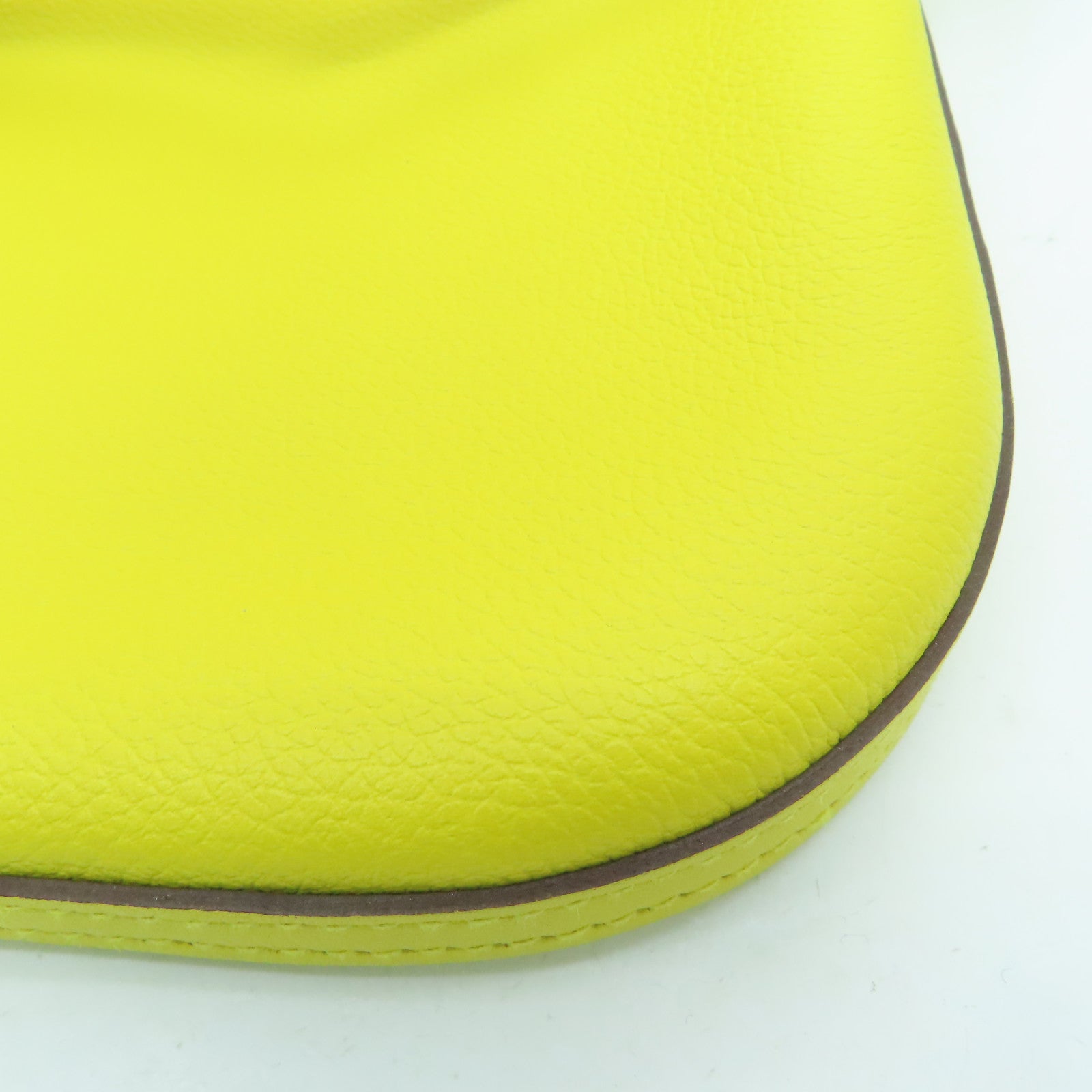 HERMES Evercolor Leather Bridado Shoulder Bag Silver Buckle Shoulder Bag Yellow