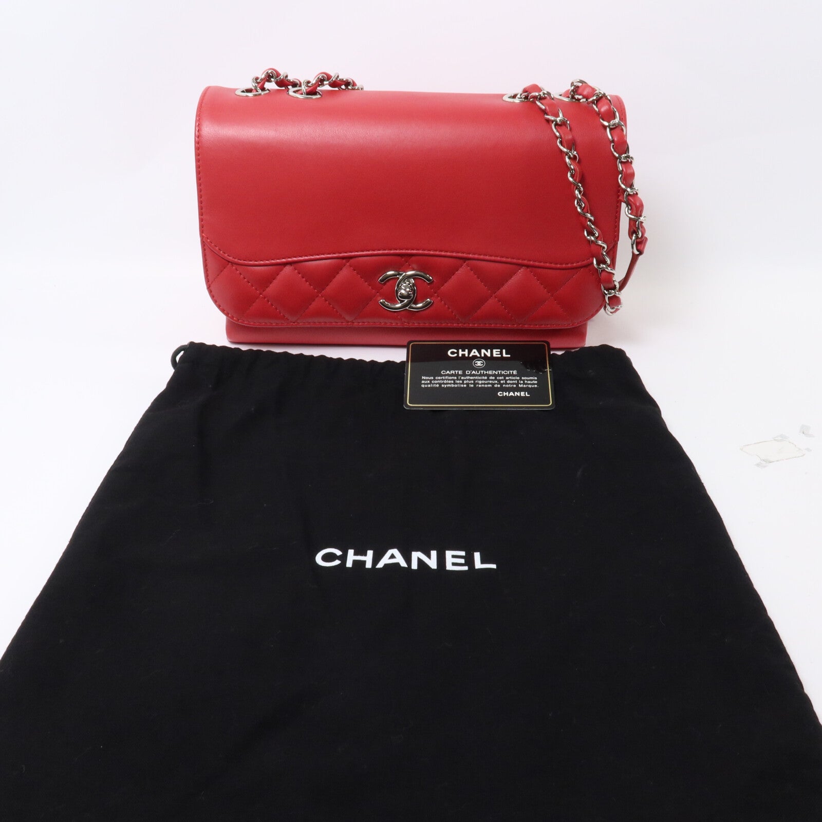CHANEL 牛皮皮革Tramezzo Flap Bag鏈帶肩背袋
