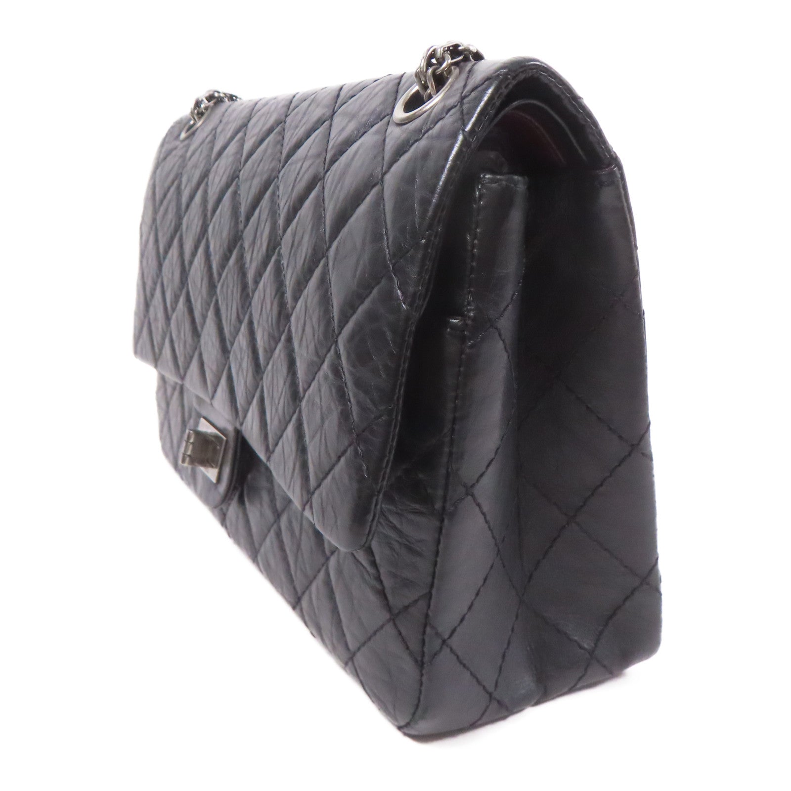 CHANEL 牛皮皮革2.55銀扣鏈帶肩背袋