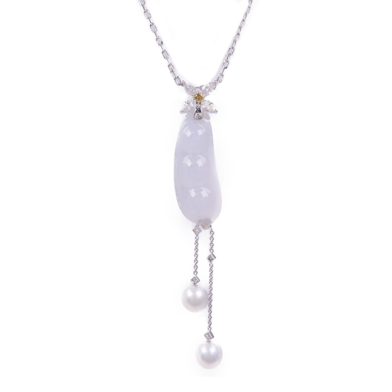 JEWELRY Jade Diamond Necklace 18K White Gold