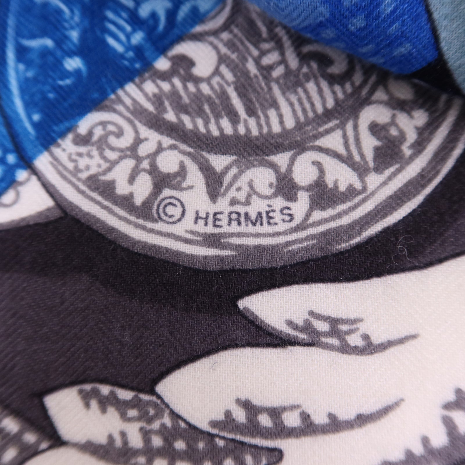 HERMES 絲質/羊絨Scarf 140X140絲巾