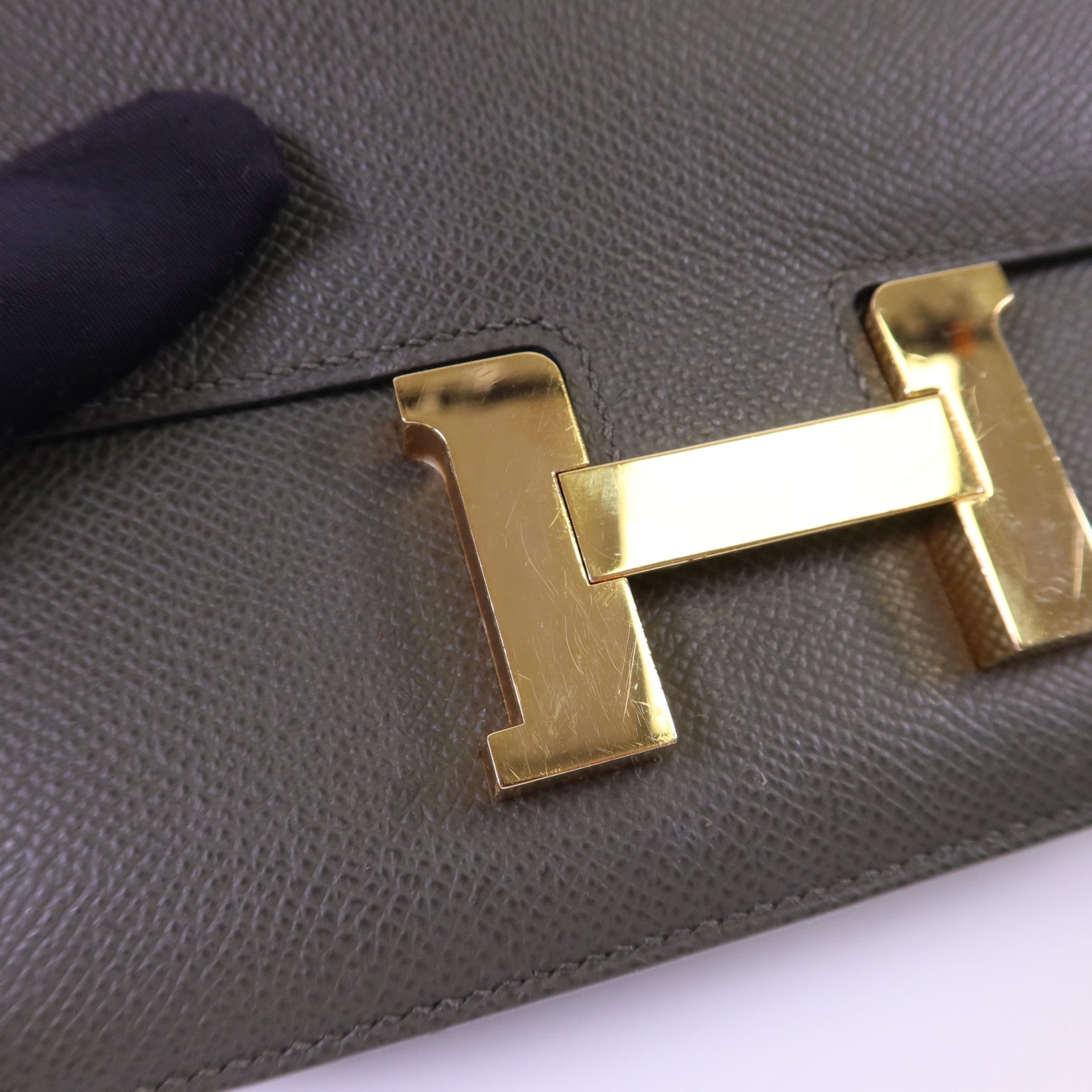 HERMES Veau Epsom皮革Constance Mini金扣肩背袋 Vert de Gris