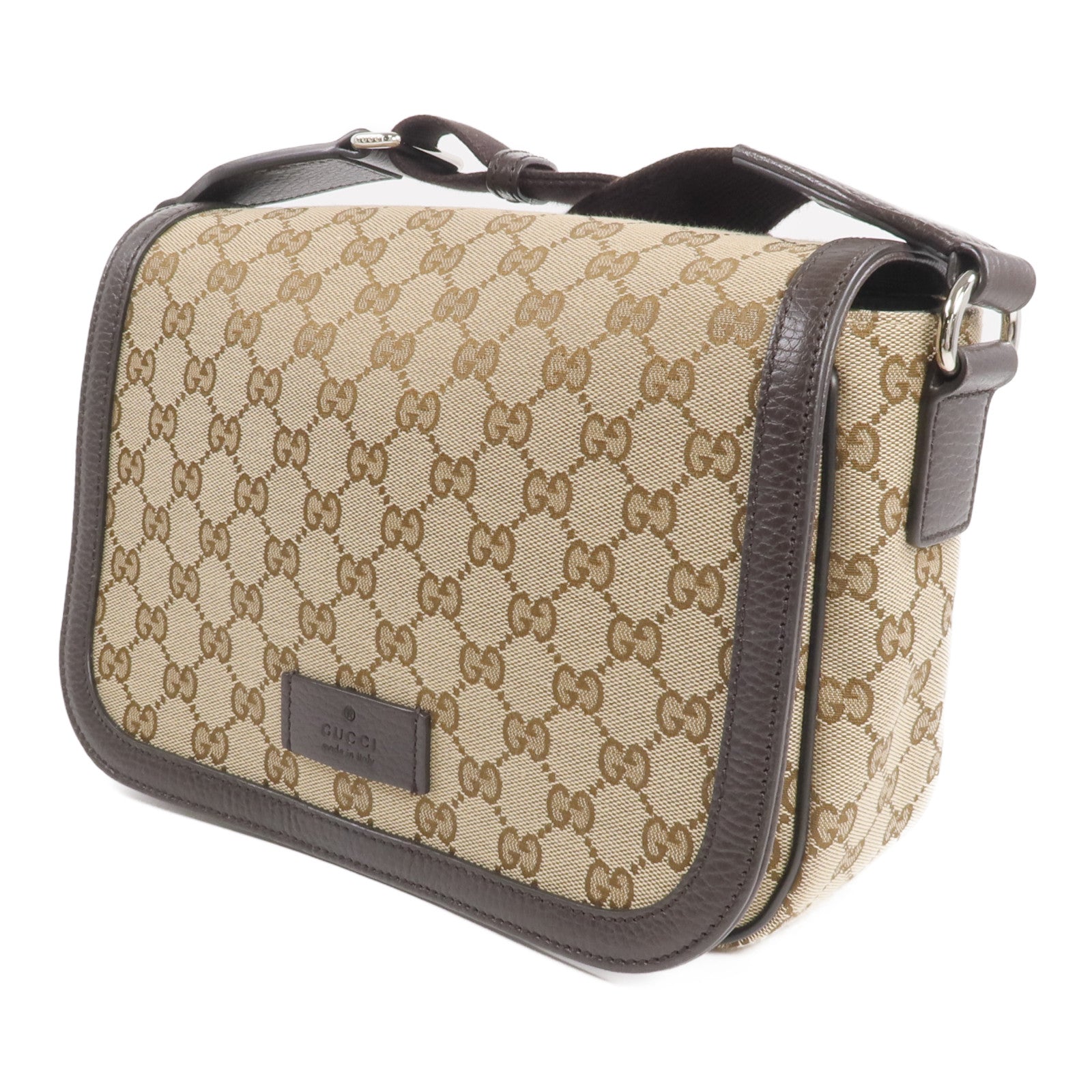 GUCCI 帆布Shoulder/Messenger Bag銀扣肩背袋