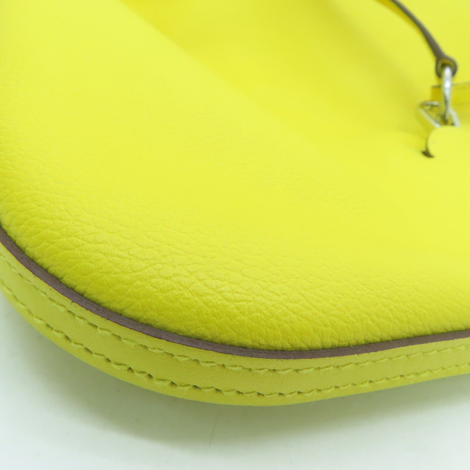 HERMES Evercolor Leather Bridado Shoulder Bag Silver Buckle Shoulder Bag Yellow