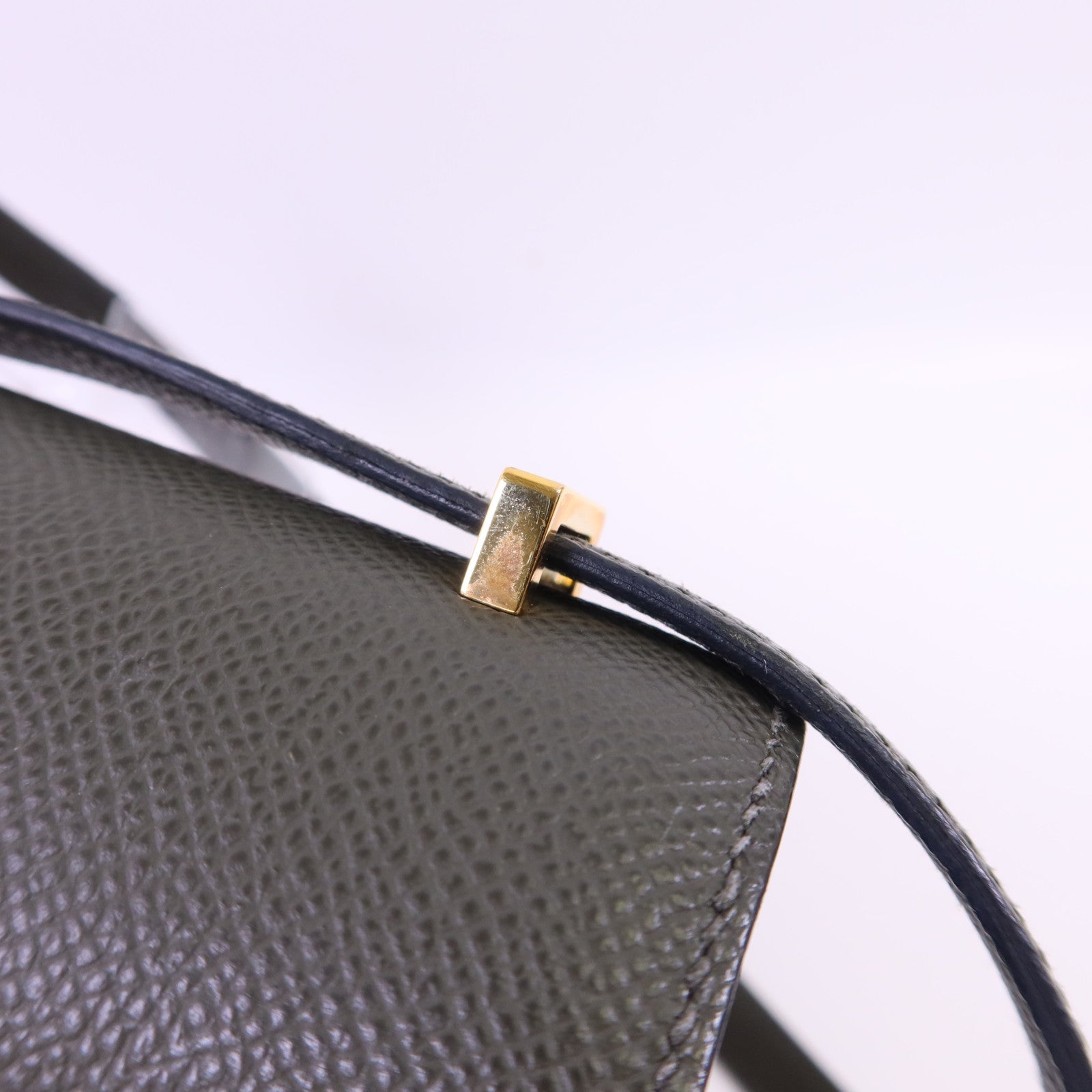 HERMES Veau Epsom皮革Constance Mini金扣肩背袋 Vert de Gris