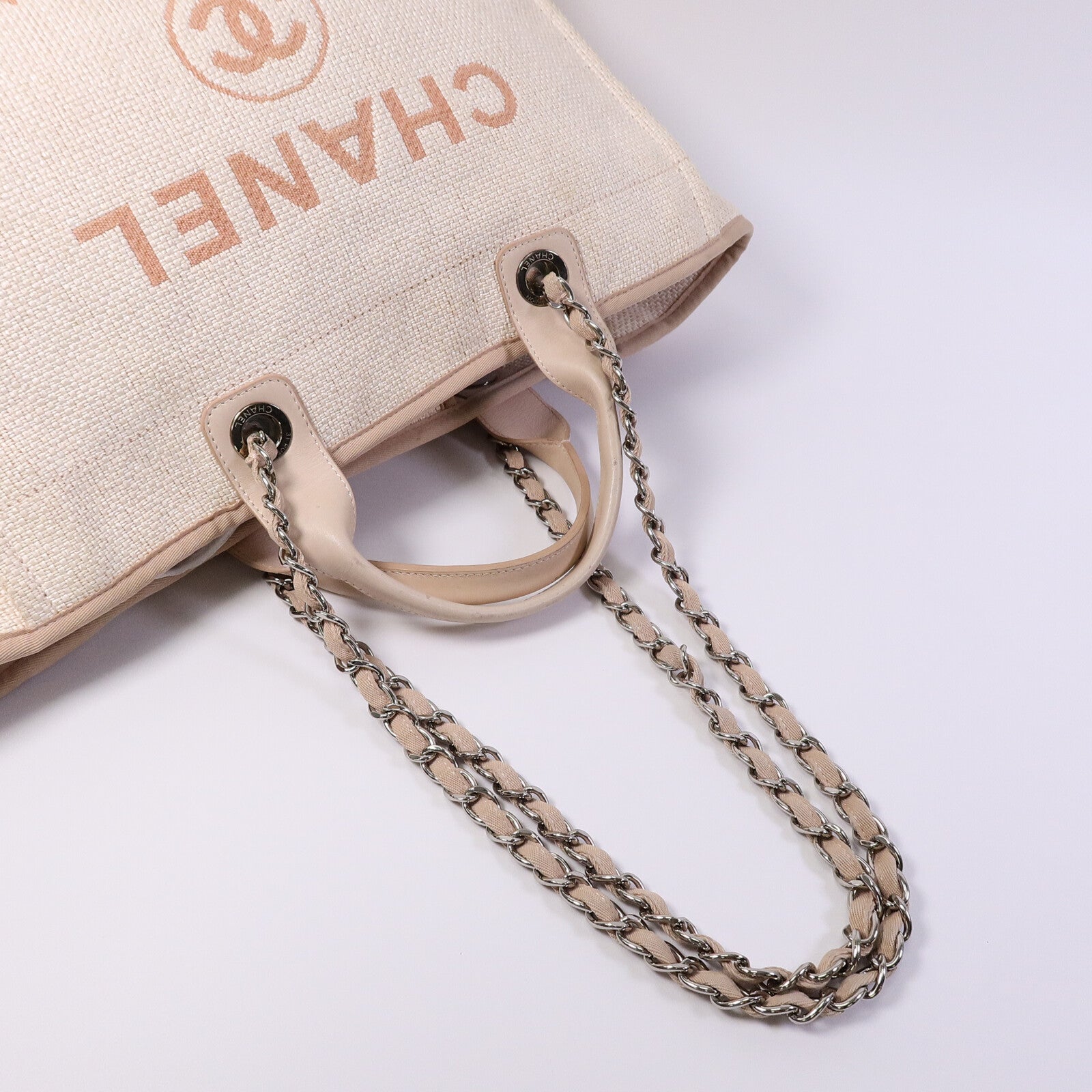 CHANEL 帆布Deauville Tote Bag手挽肩背兩用袋