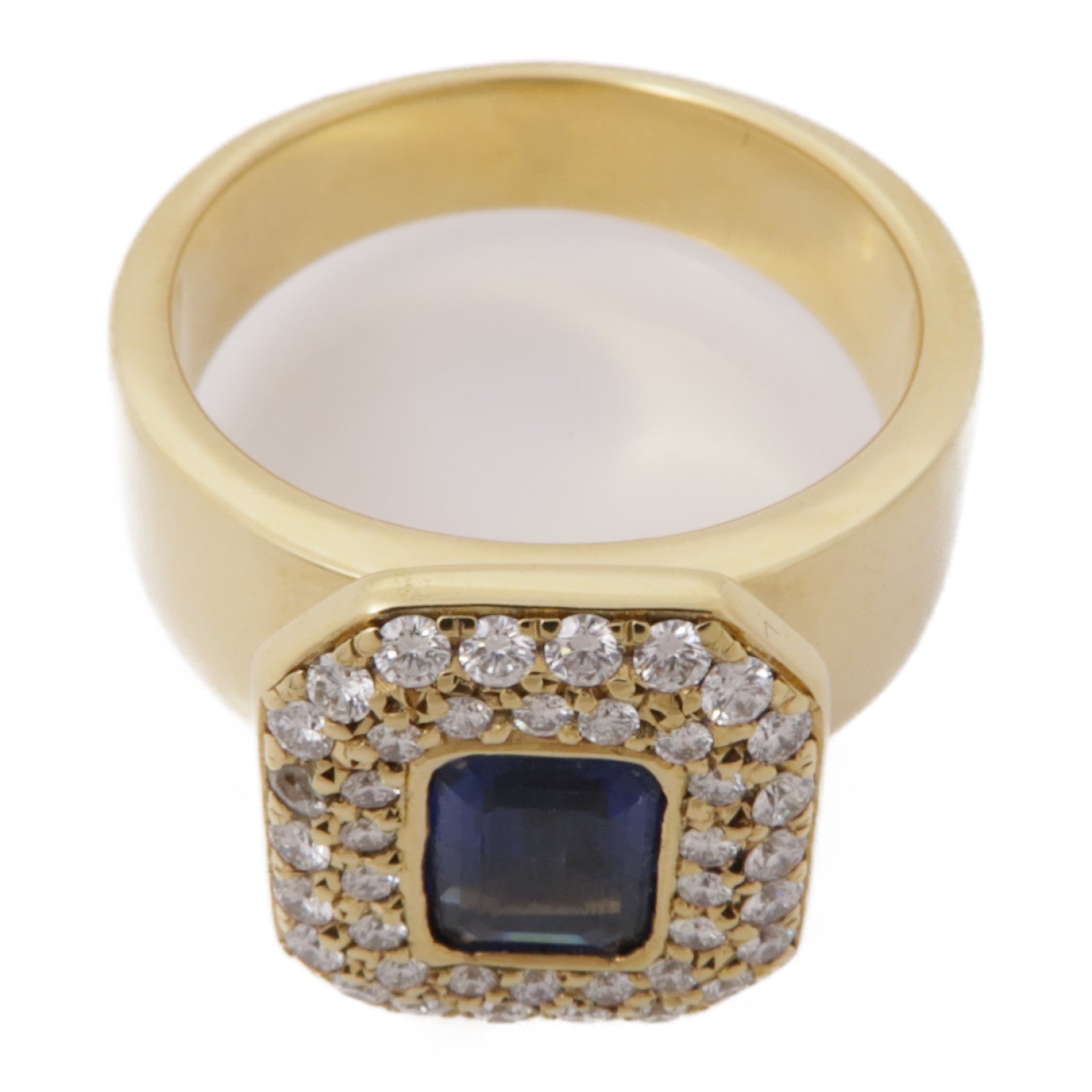 JEWELRY 【激減優惠】18K黃金Sapphire Diamond Ring藍寶石/鑽石戒指US#6.25
