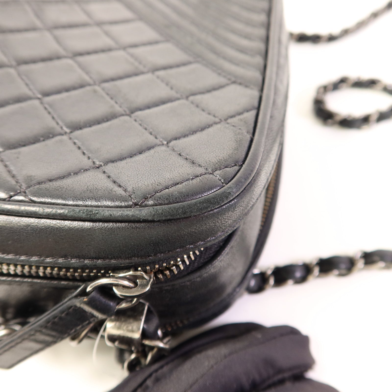 CHANEL 牛皮皮革Chain Shoulder Bag銀扣鏈帶肩背袋