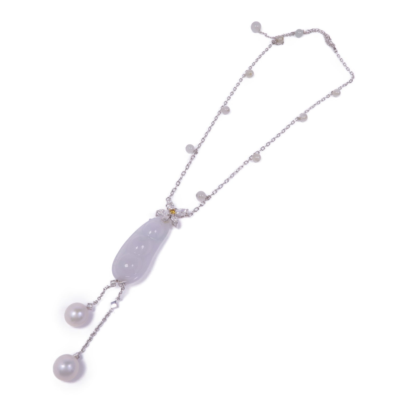 JEWELRY Jade Diamond Necklace 18K White Gold
