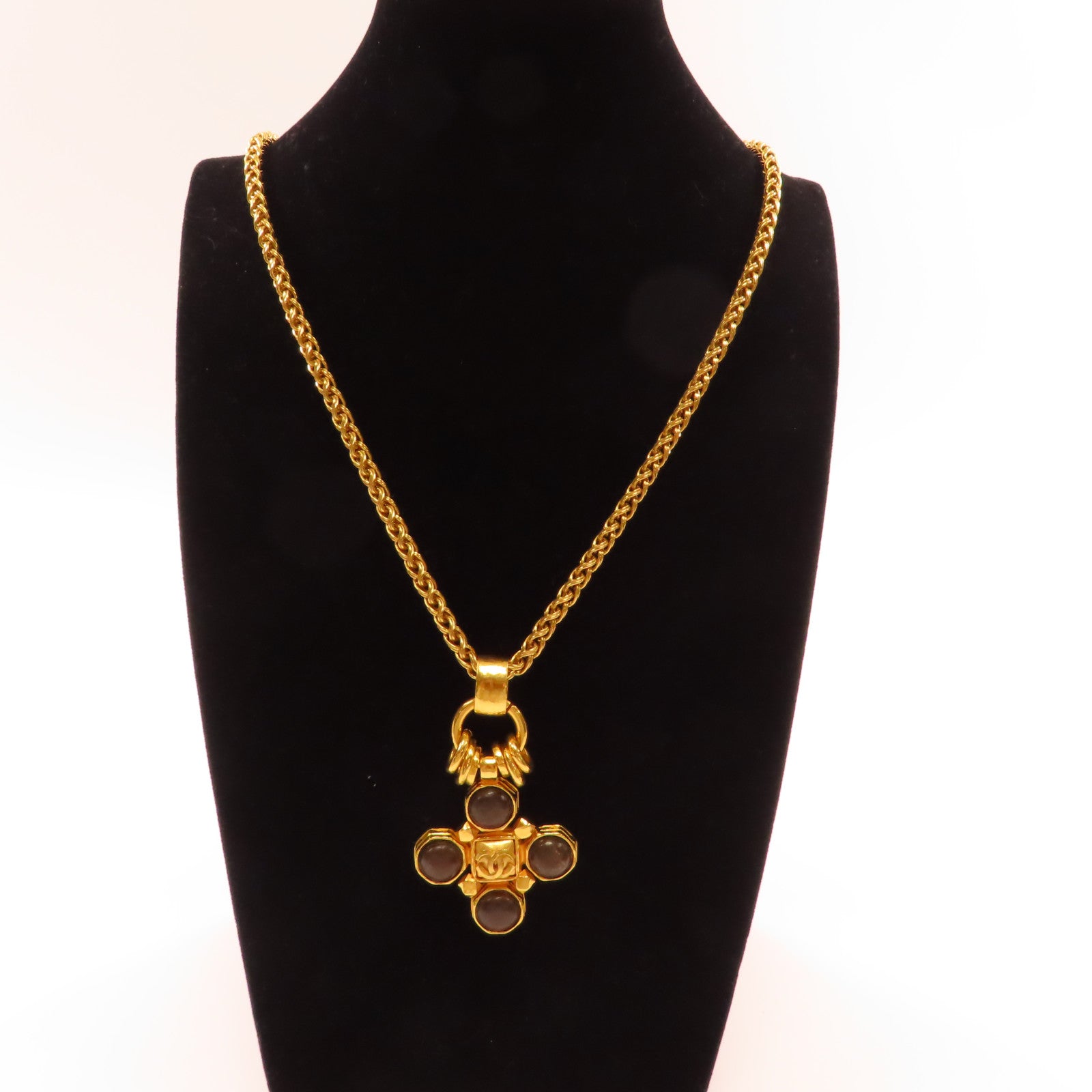 CHANEL 金屬Necklace項鍊金色/啡色