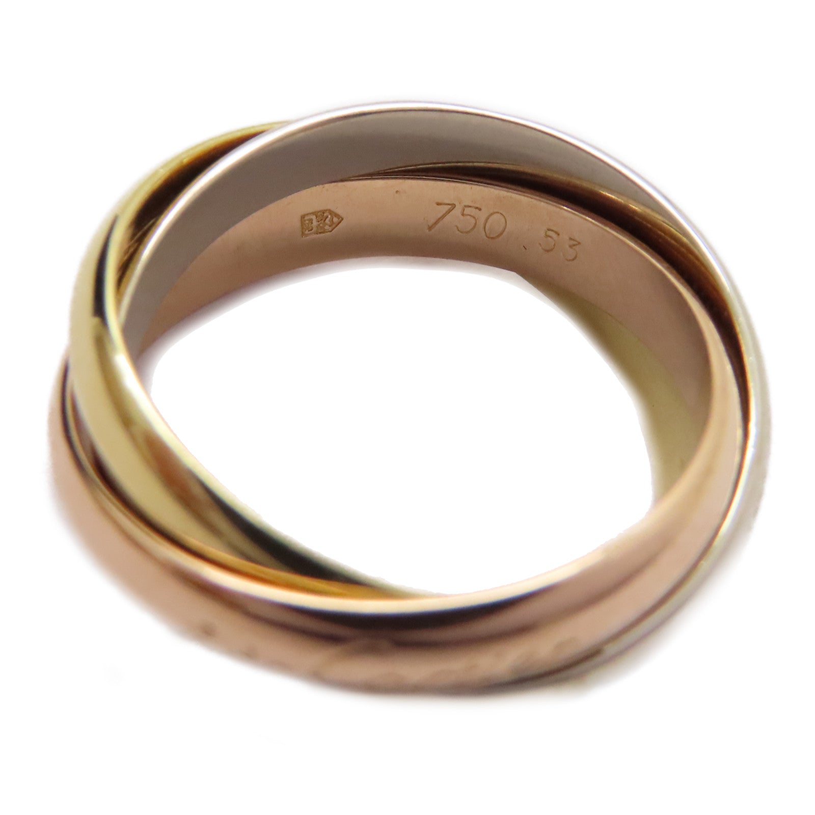 CARTIER 18K黃金/白金/玫瑰金Trinity Ring戒指US#6.25/Cartier#53