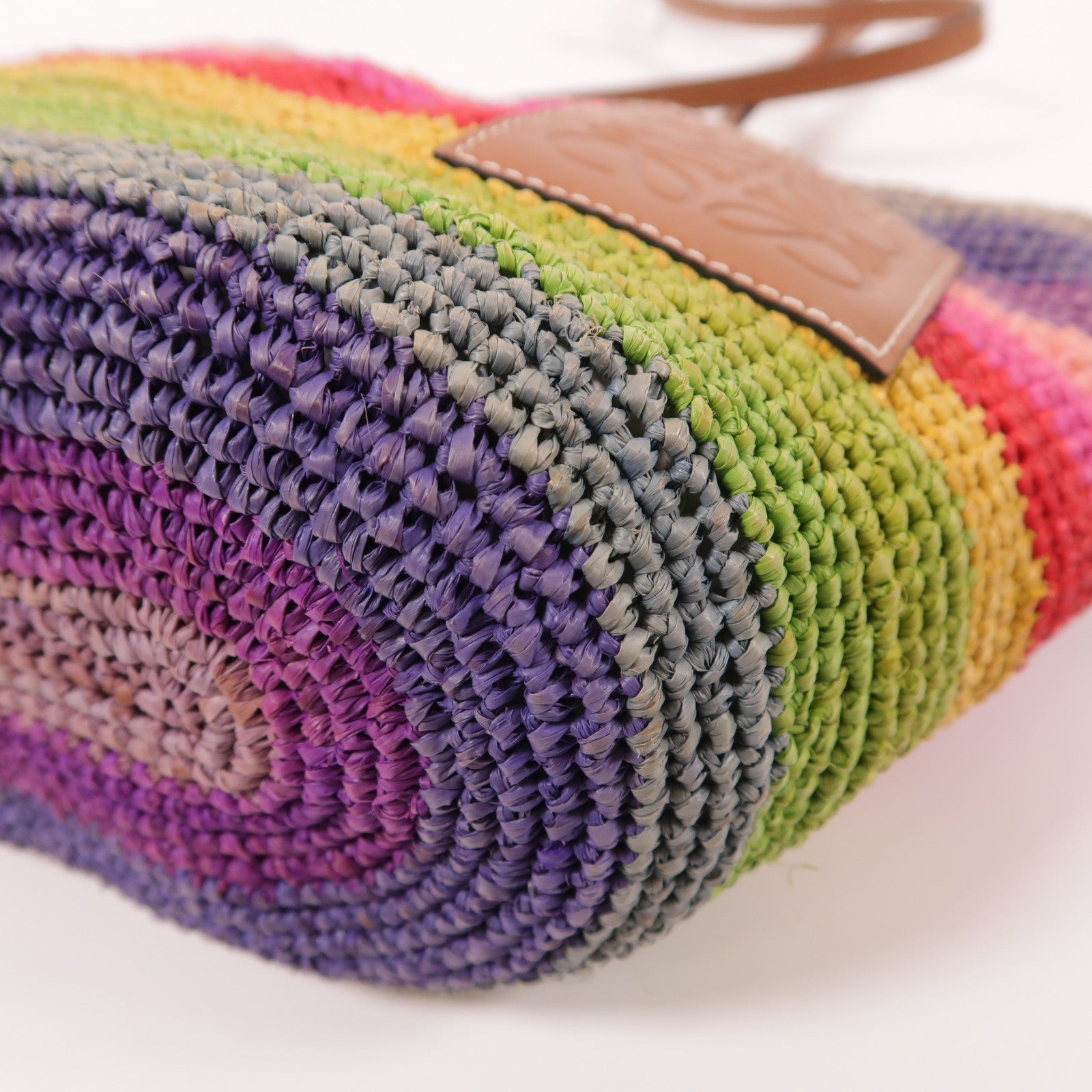 LOEWE 【激減優惠】Raffia Paulas lbiza銀扣肩背袋