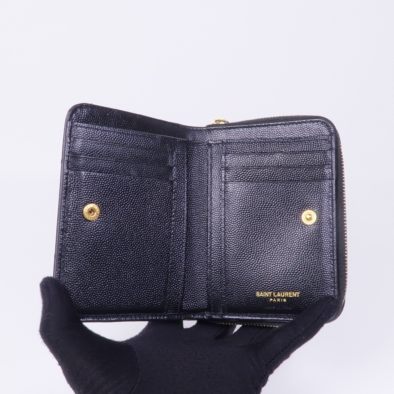 SAINT LAURENT 【激減優惠】牛皮皮革Wallet金扣錢包