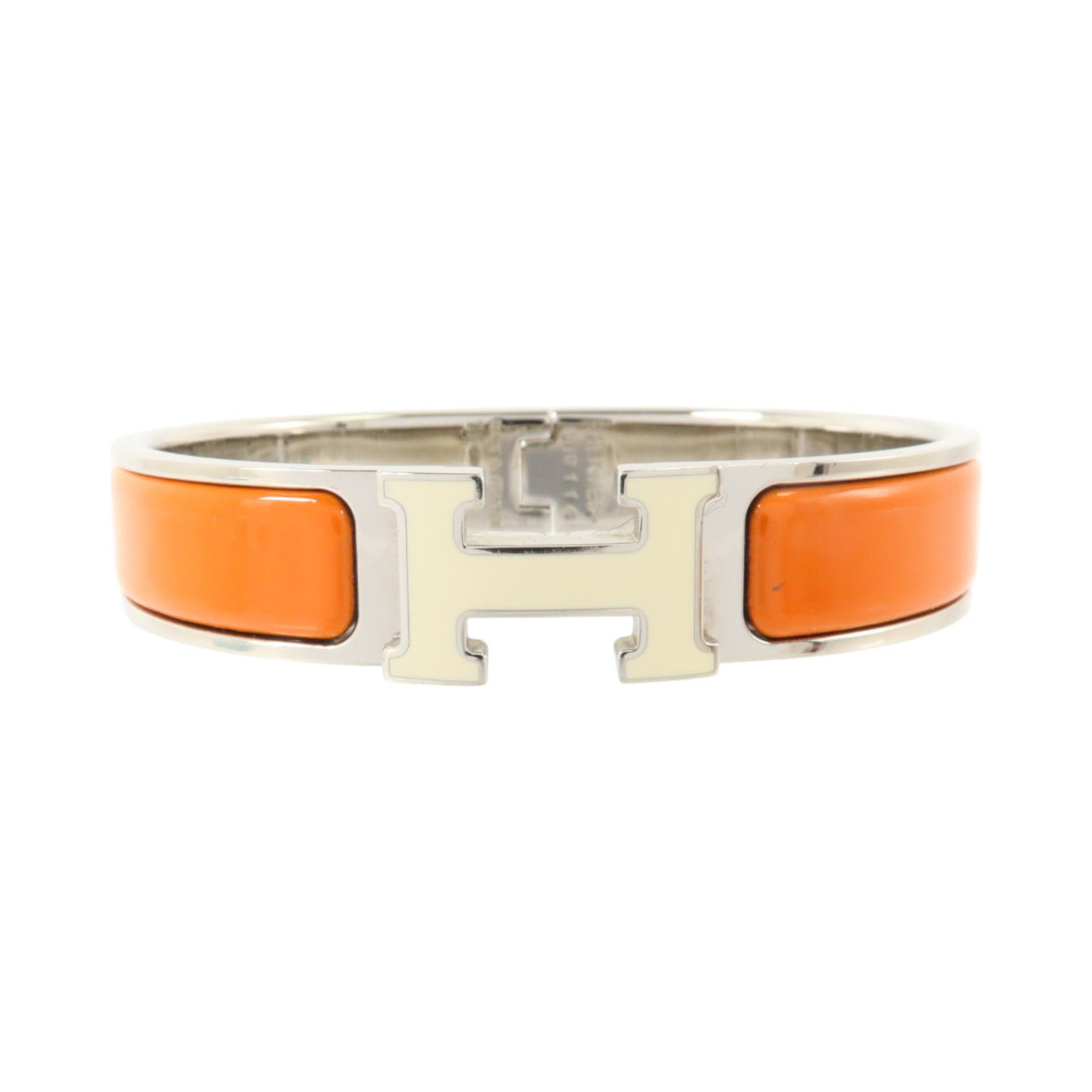 HERMES 金屬/琺瑯Clic H Bracelet銀扣手鏈