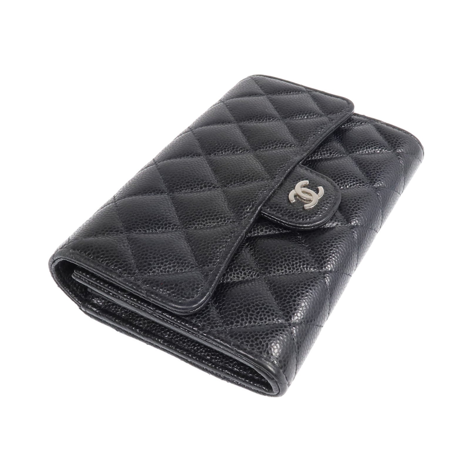 CHANEL 牛皮皮革Wallet銀扣長錢包