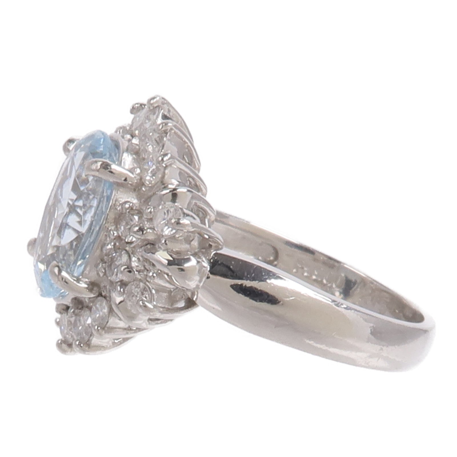 JEWELRY PT900鉑金Aquamarine Diamond Ring藍晶/鑽石戒指
