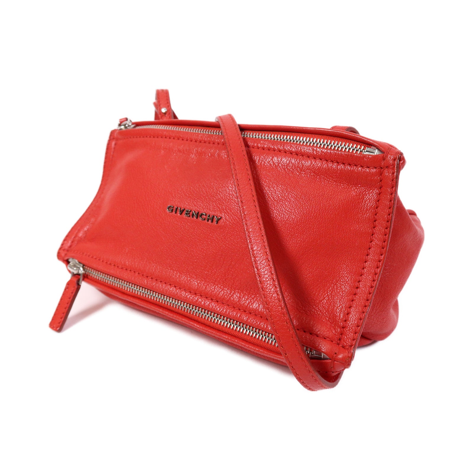 GIVENCHY 【激減優惠】牛皮皮革Pandora Mini銀扣肩背袋