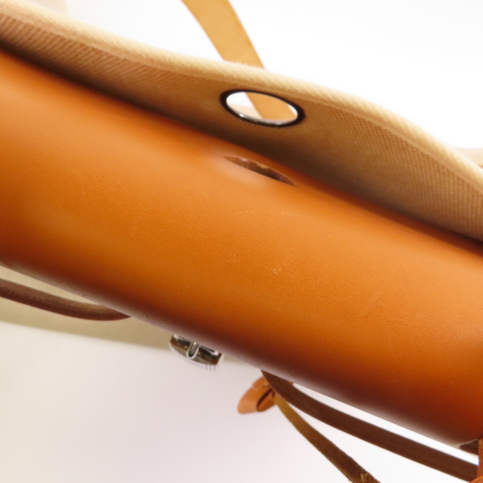 HERMES Toile H Herbag TGM銀扣手挽肩背兩用袋Beige