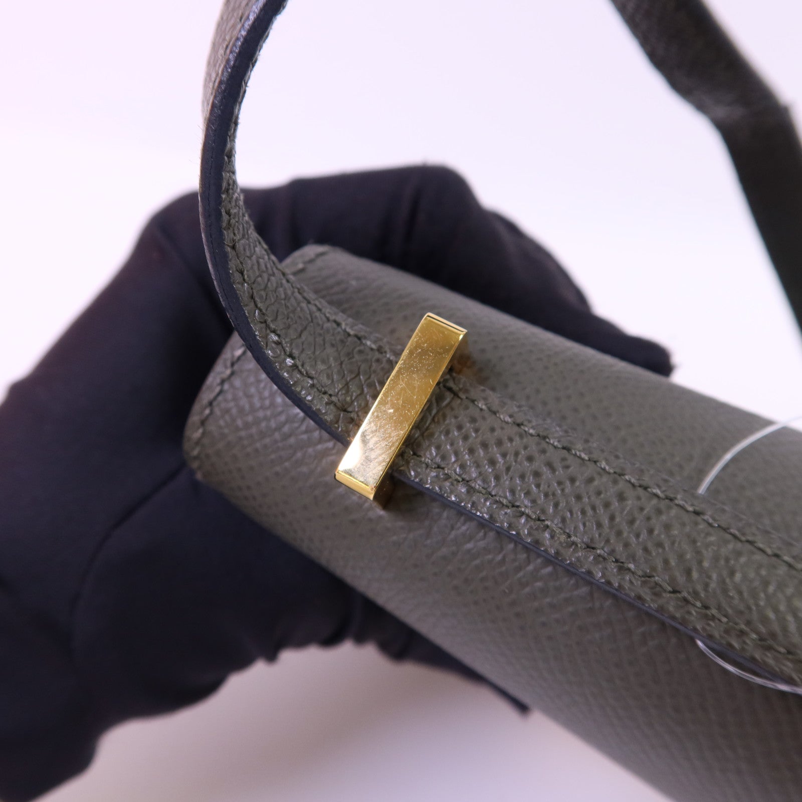 HERMES Veau Epsom皮革Constance Mini金扣肩背袋 Vert de Gris