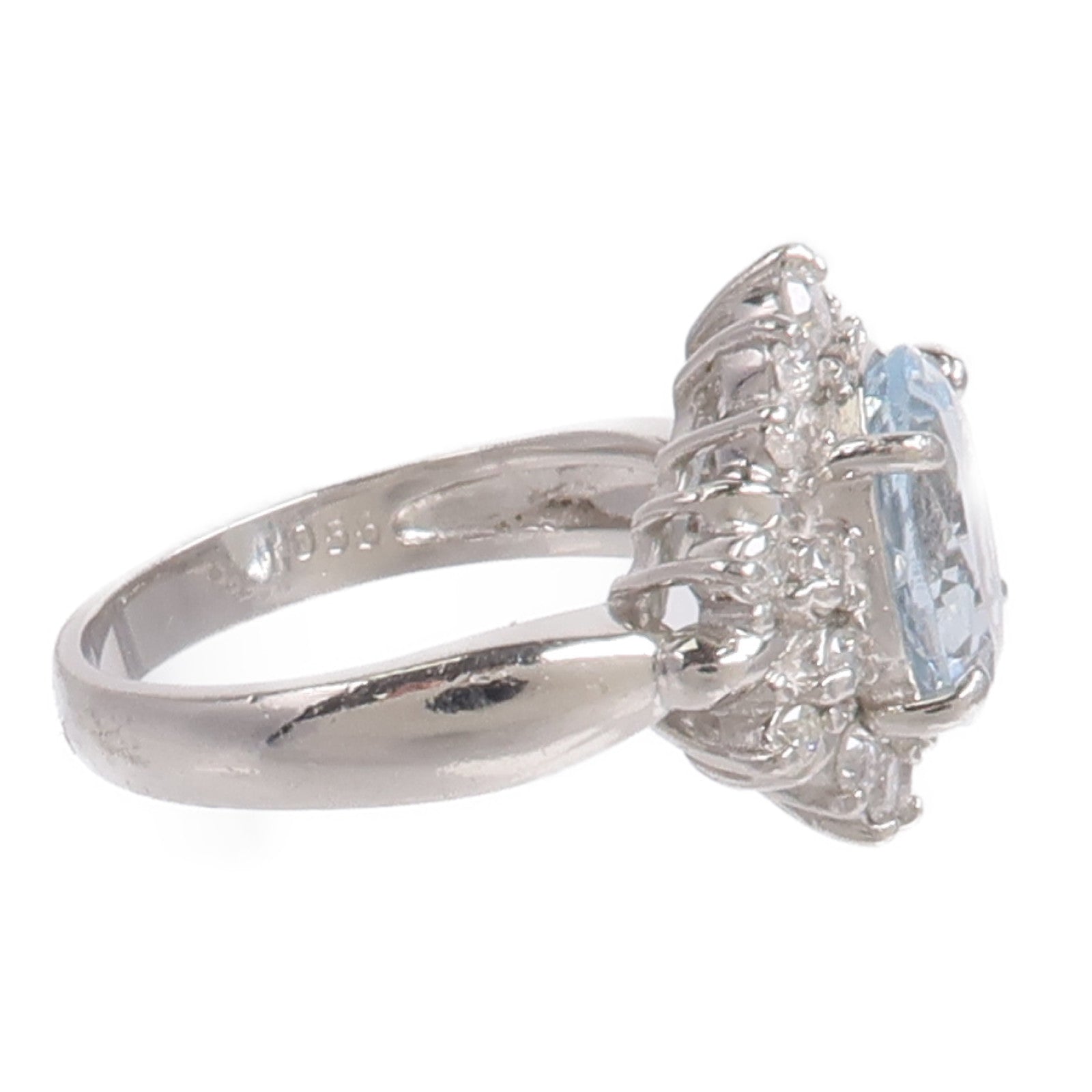 JEWELRY PT900鉑金Aquamarine Diamond Ring藍晶/鑽石戒指