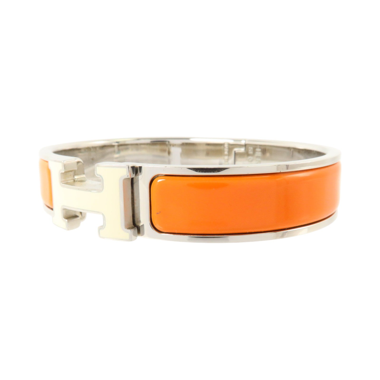 HERMES 金屬/琺瑯Clic H Bracelet銀扣手鏈