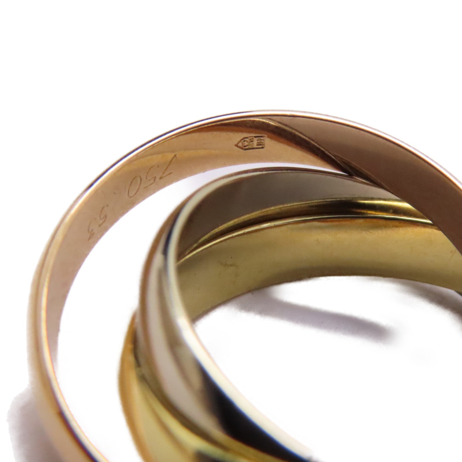 CARTIER 18K黃金/白金/玫瑰金Trinity Ring戒指US#6.25/Cartier#53