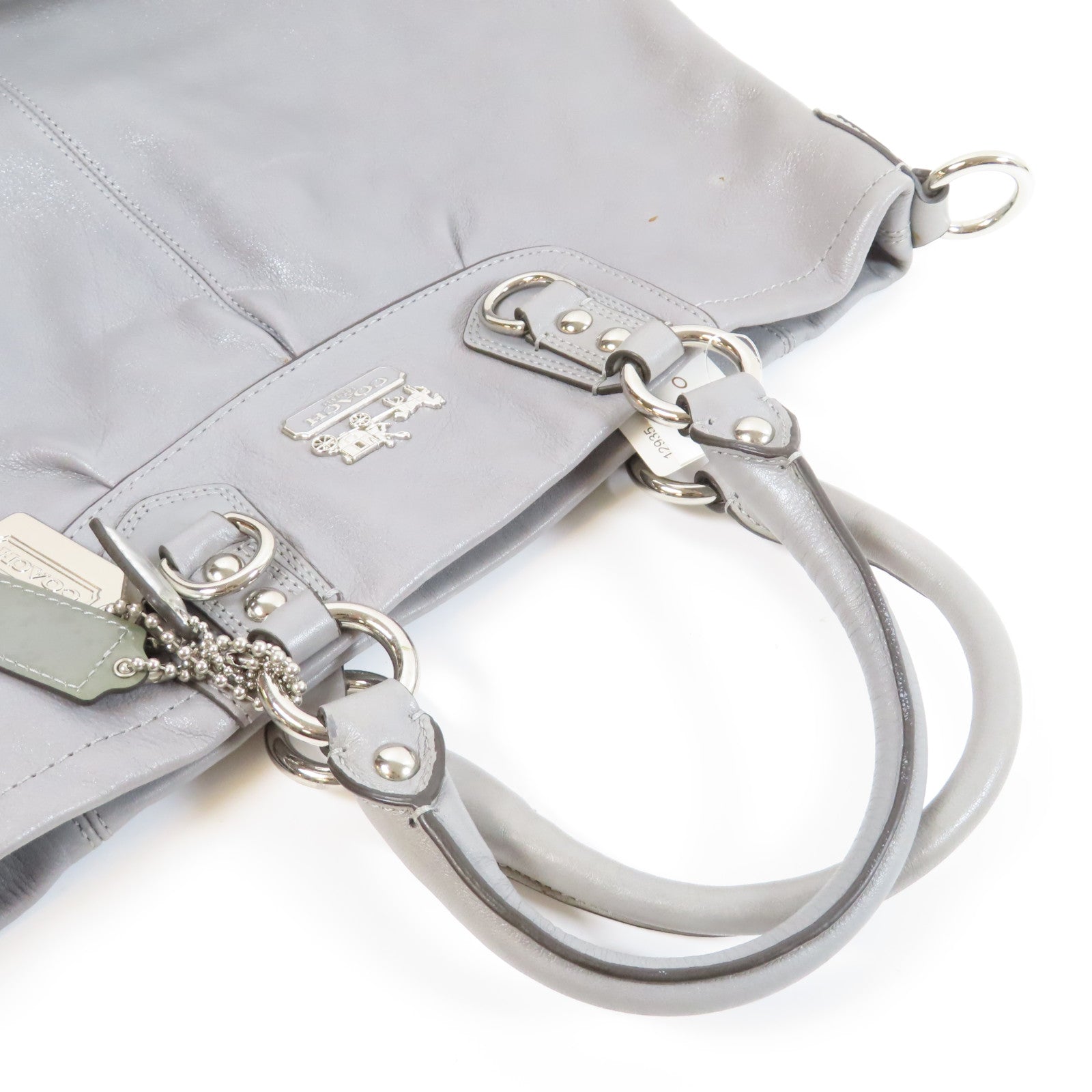 COACH 【激減優惠】牛皮皮革2 Way Shoulder Bag銀扣手挽肩背兩用袋灰色