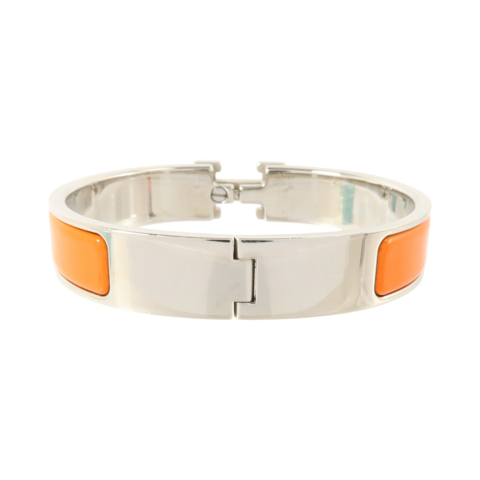 HERMES 金屬/琺瑯Clic H Bracelet銀扣手鏈