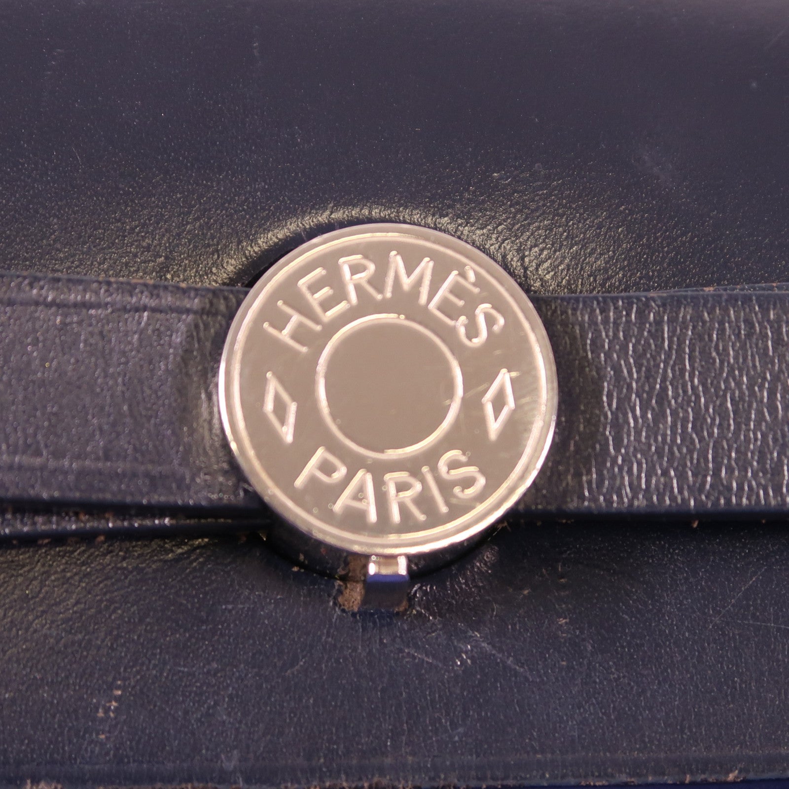 HERMES 帆布Herbag PM銀扣手挽肩背兩用袋Bleu Electrique