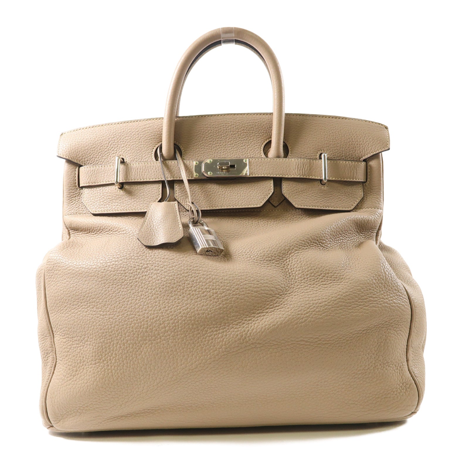 HERMES Clemence皮革Haut A Courroies 40銀扣手挽袋Gris Tourterelle淺灰色
