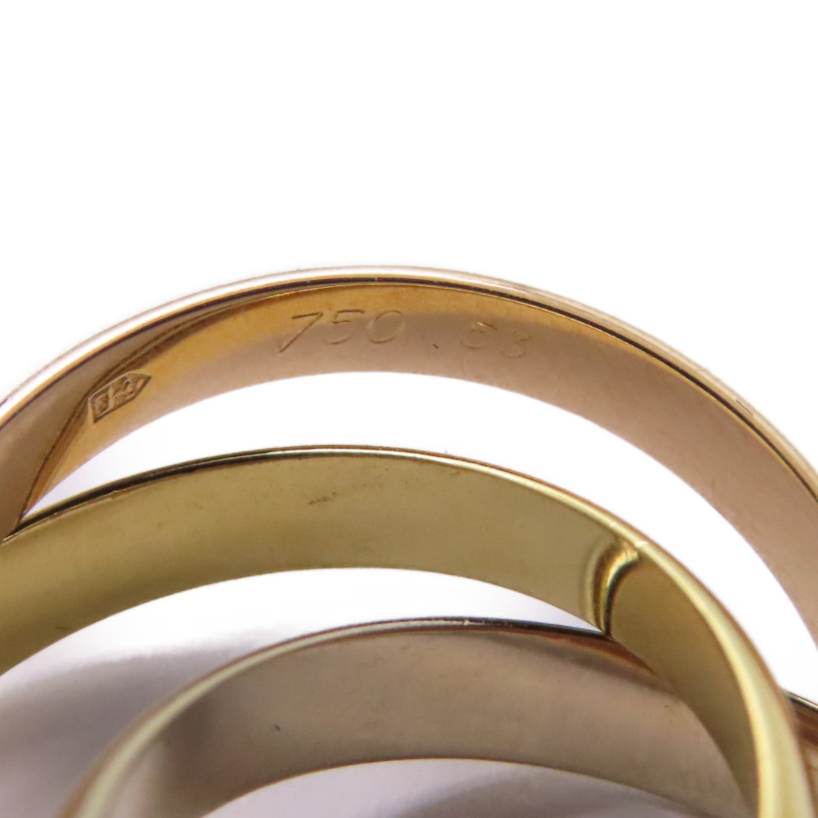 CARTIER 18K黃金/白金/玫瑰金Trinity Ring戒指US#6.25/Cartier#53
