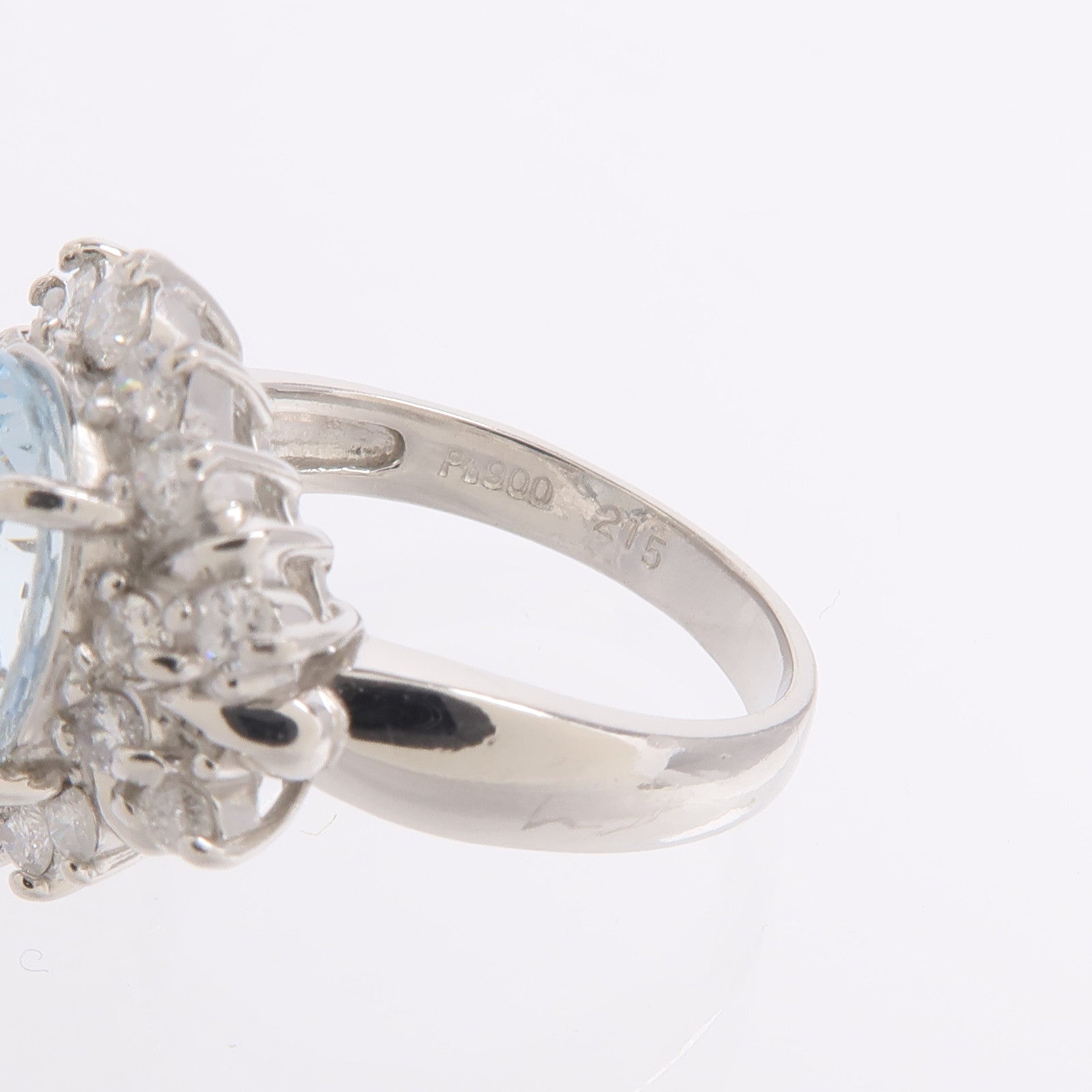 JEWELRY PT900鉑金Aquamarine Diamond Ring藍晶/鑽石戒指