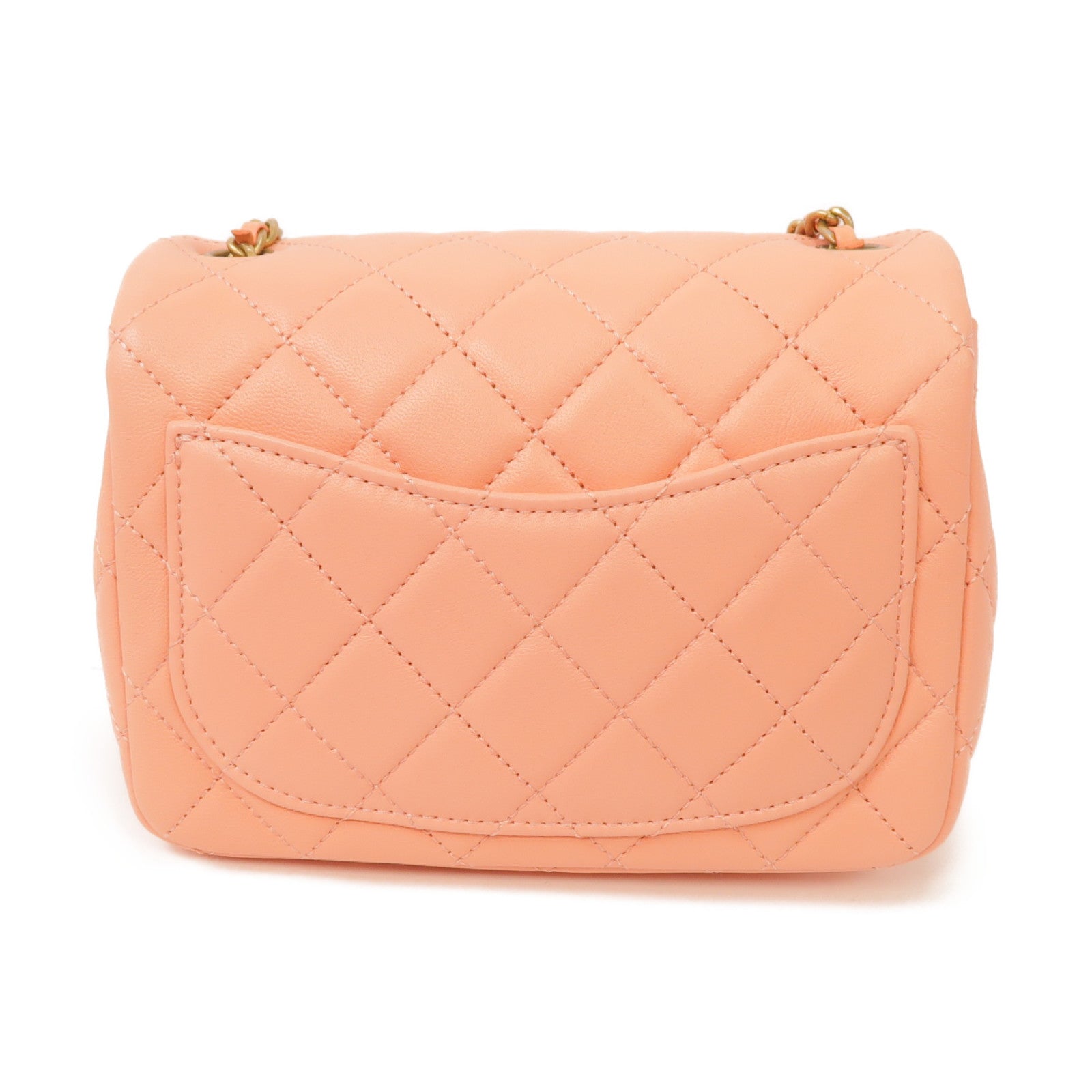 CHANEL 菱格羊皮皮革Classic Flap Mini 17cm Chain Shoulder Bag金扣鏈帶肩背袋深藍色