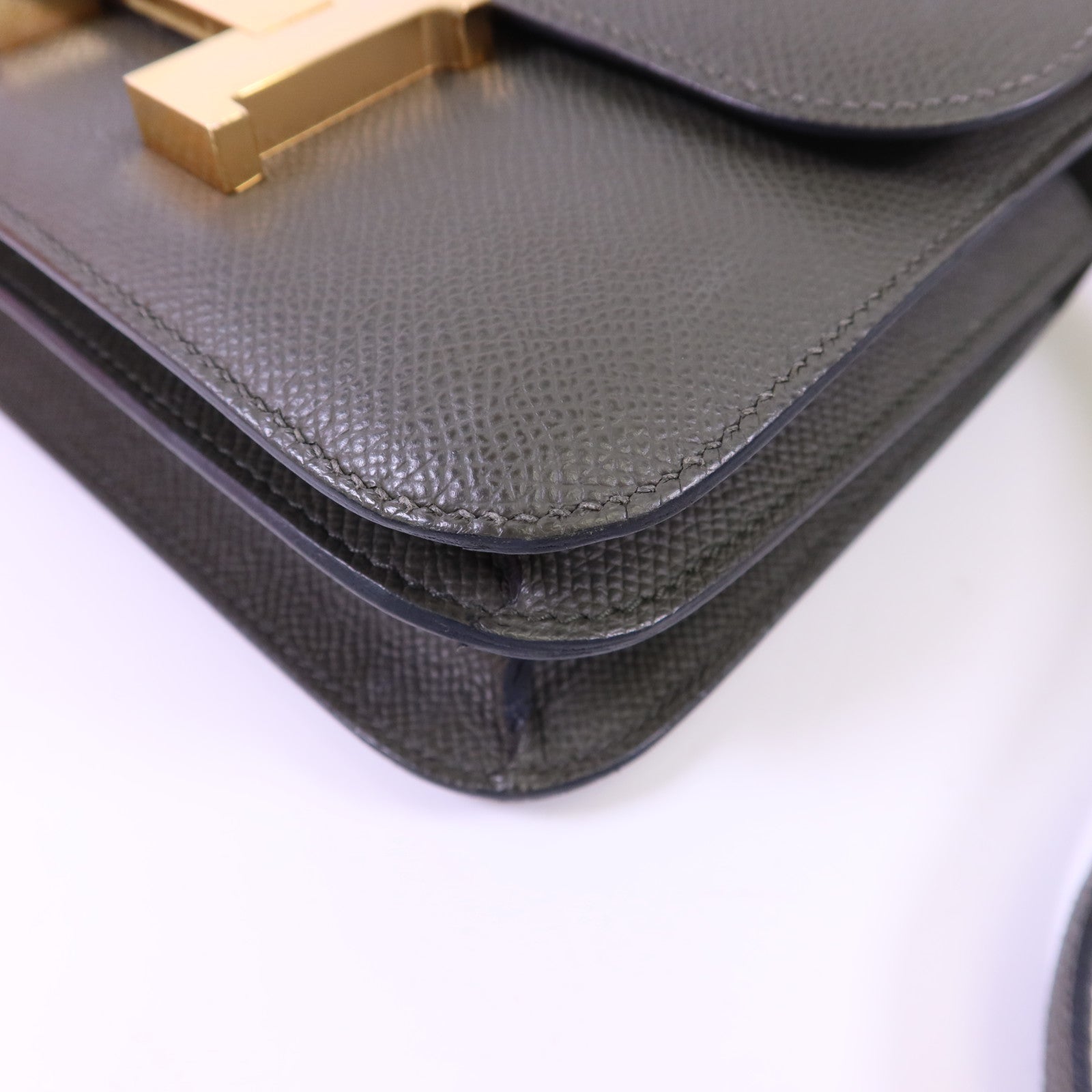 HERMES Veau Epsom皮革Constance Mini金扣肩背袋 Vert de Gris