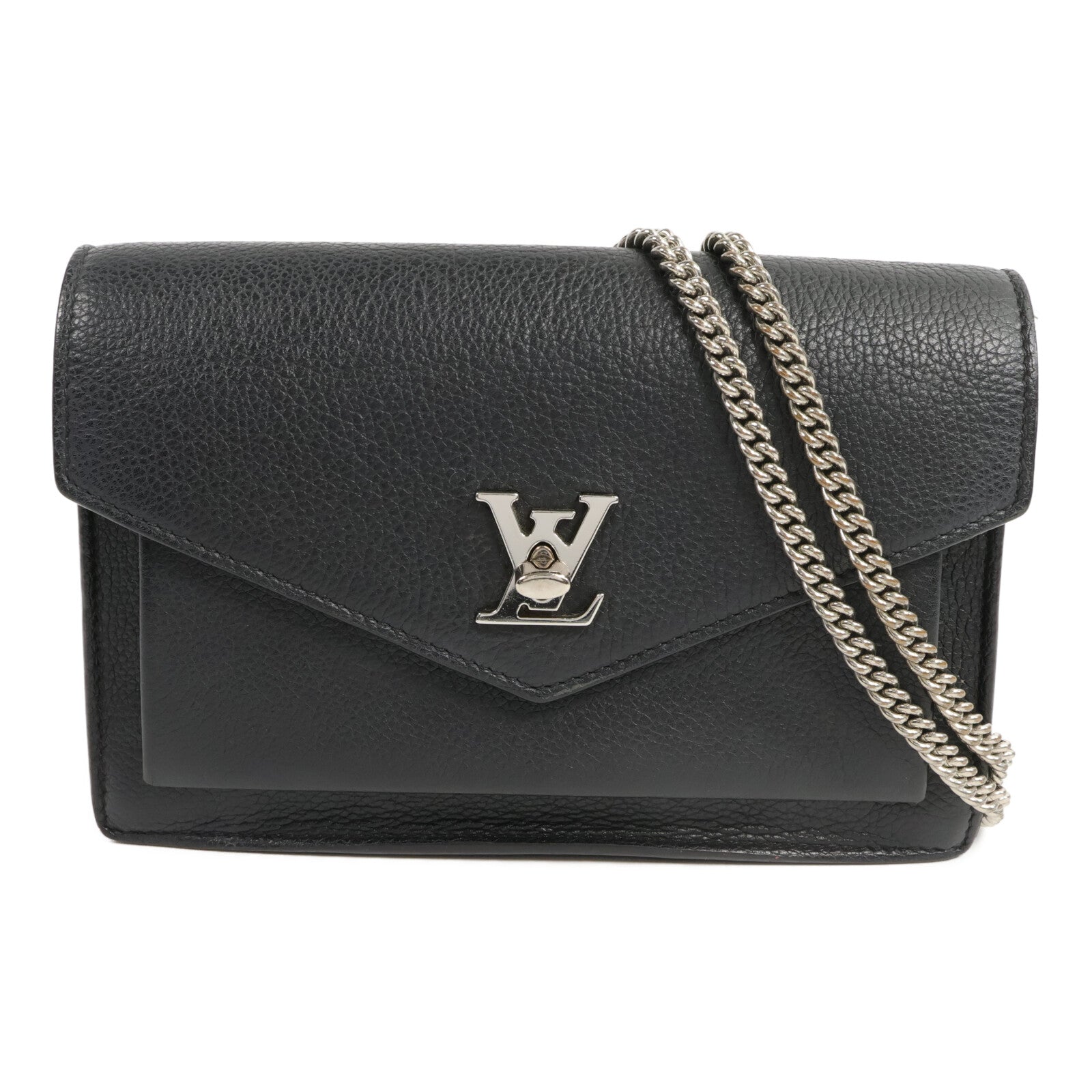 LOUIS VUITTON 牛皮皮革Mylockme銀扣鏈帶肩背袋