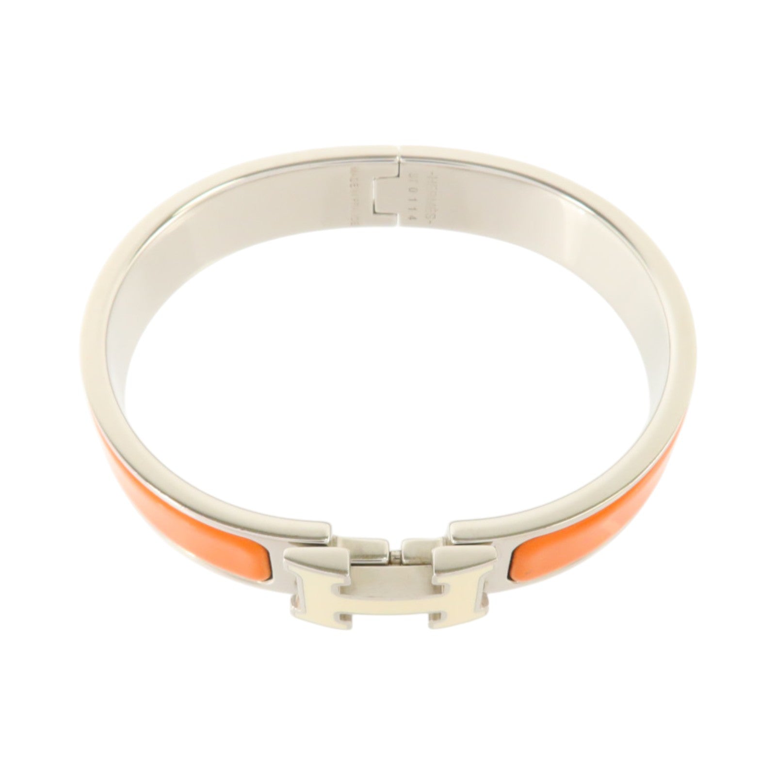 HERMES 金屬/琺瑯Clic H Bracelet銀扣手鏈
