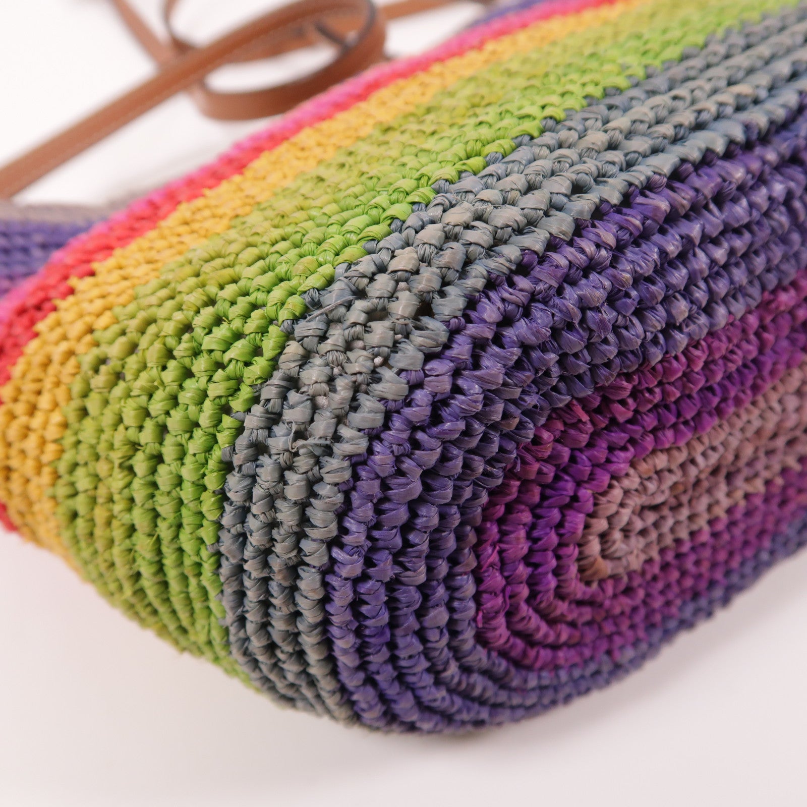 LOEWE Raffia Paulas lbiza銀扣肩背袋