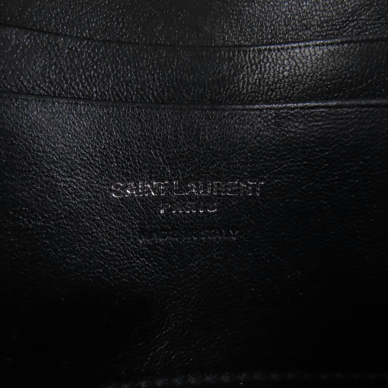 SAINT LAURENT 斜紋牛皮皮革Camera Shoulder Bag銀扣鏈帶肩背黑色