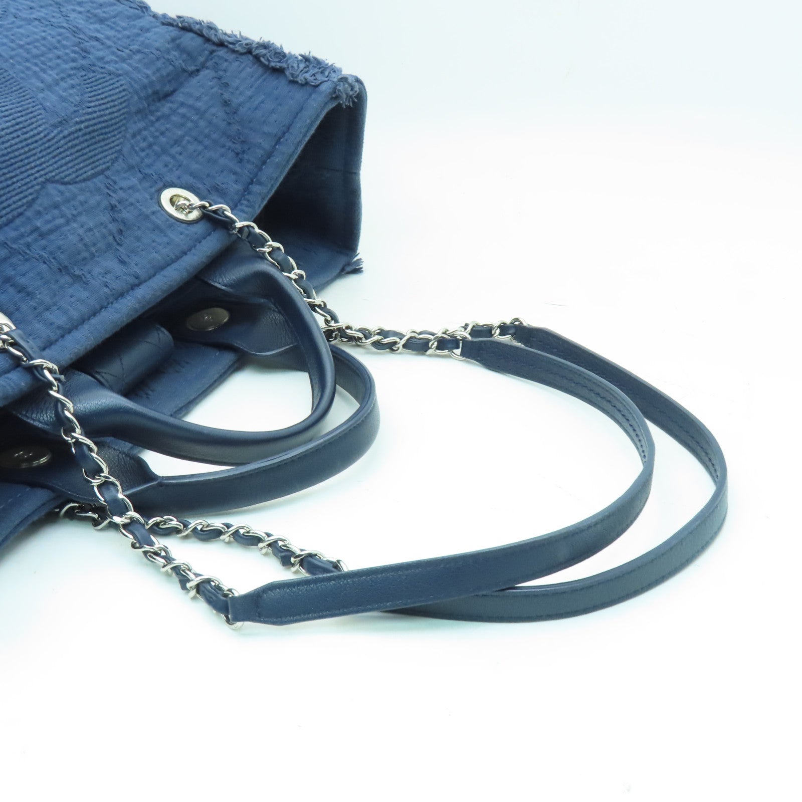 CHANEL 【激減優惠】帆布2way Shoulder Bag銀扣手挽肩背兩用袋藍色