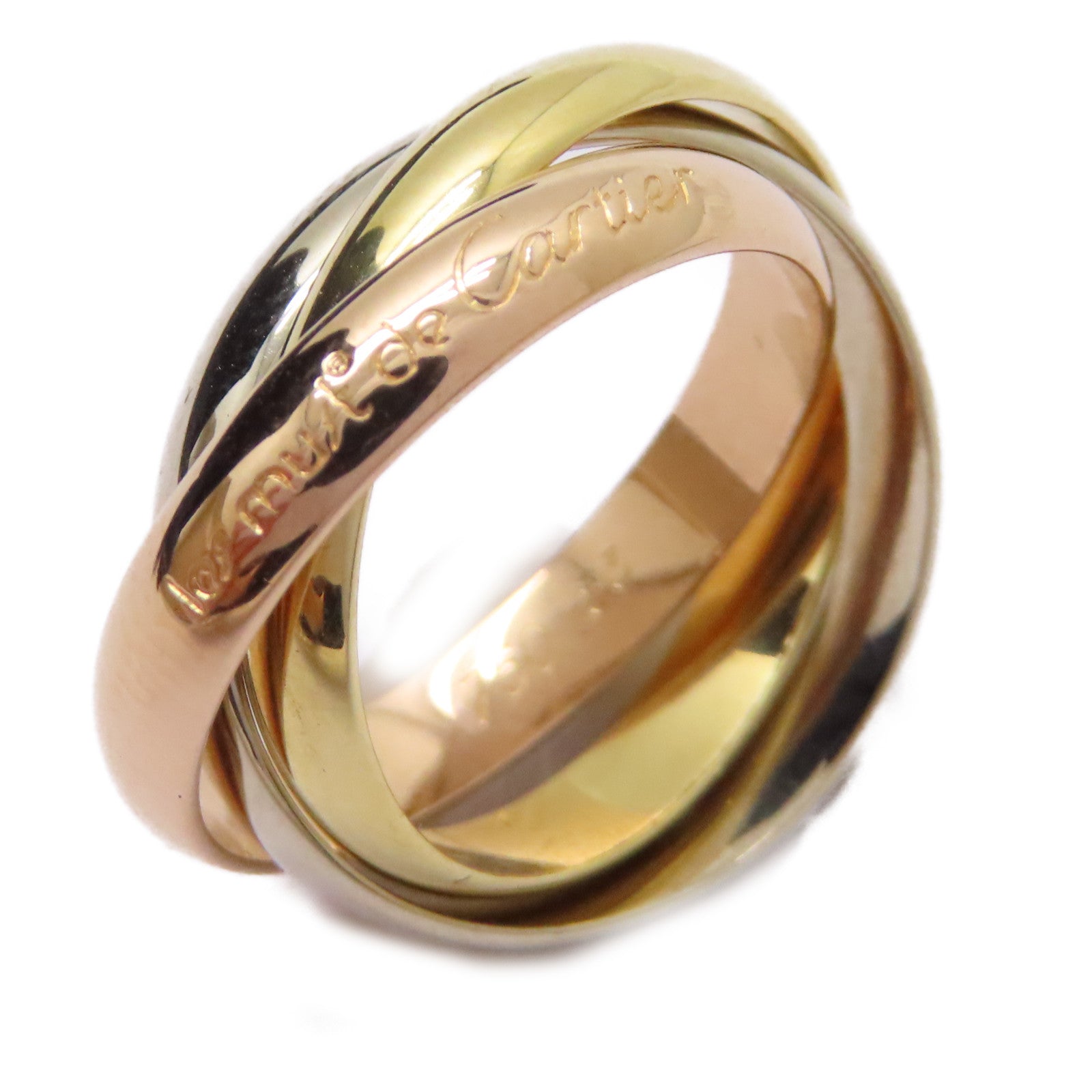 CARTIER 18K黃金/白金/玫瑰金Trinity Ring戒指US#6.25/Cartier#53