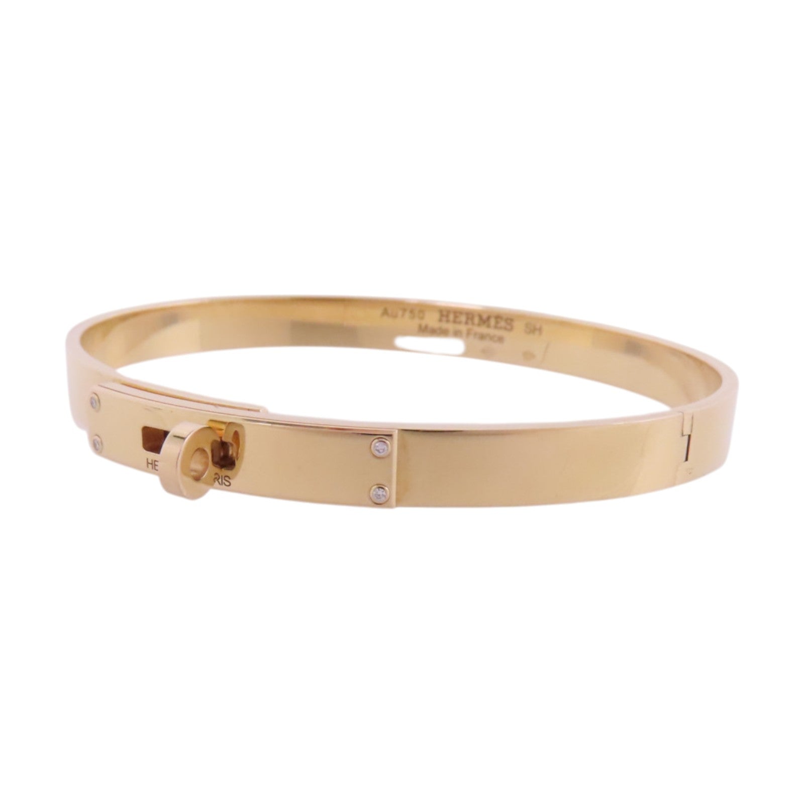 HERMES 18K玫瑰金Kelly Diamond Bracelet金扣鑽石手鐲