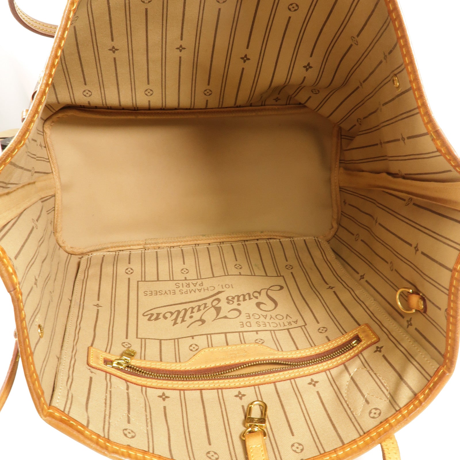 LOUIS VUITTON Monogram Neverfull MM金扣手挽袋