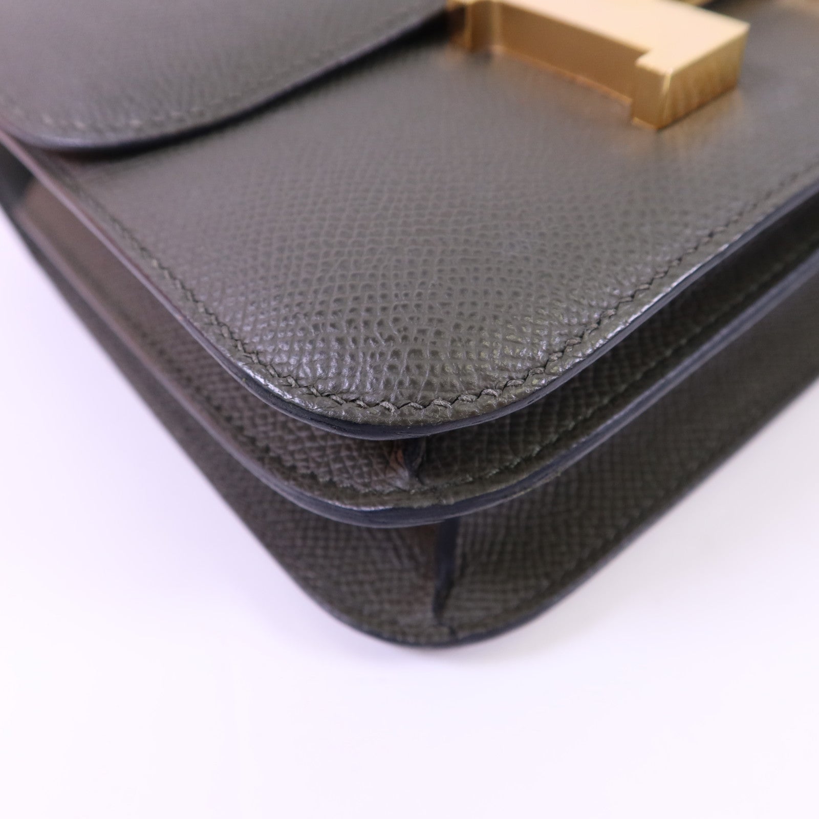 HERMES Veau Epsom皮革Constance Mini金扣肩背袋 Vert de Gris