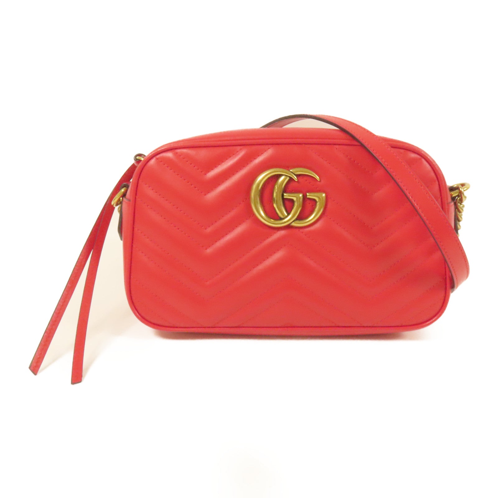 GUCCI 【激減優惠】牛皮皮革GG Marmont金扣肩背袋