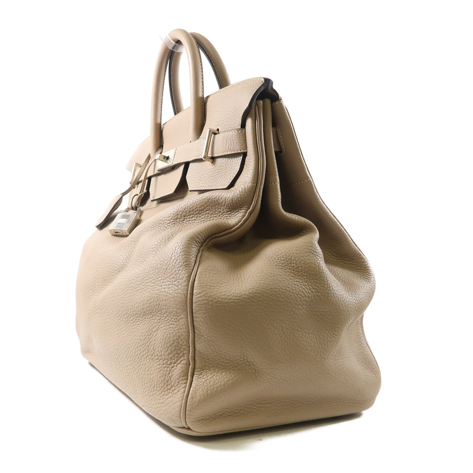 HERMES Clemence皮革Haut A Courroies 40銀扣手挽袋Gris Tourterelle淺灰色