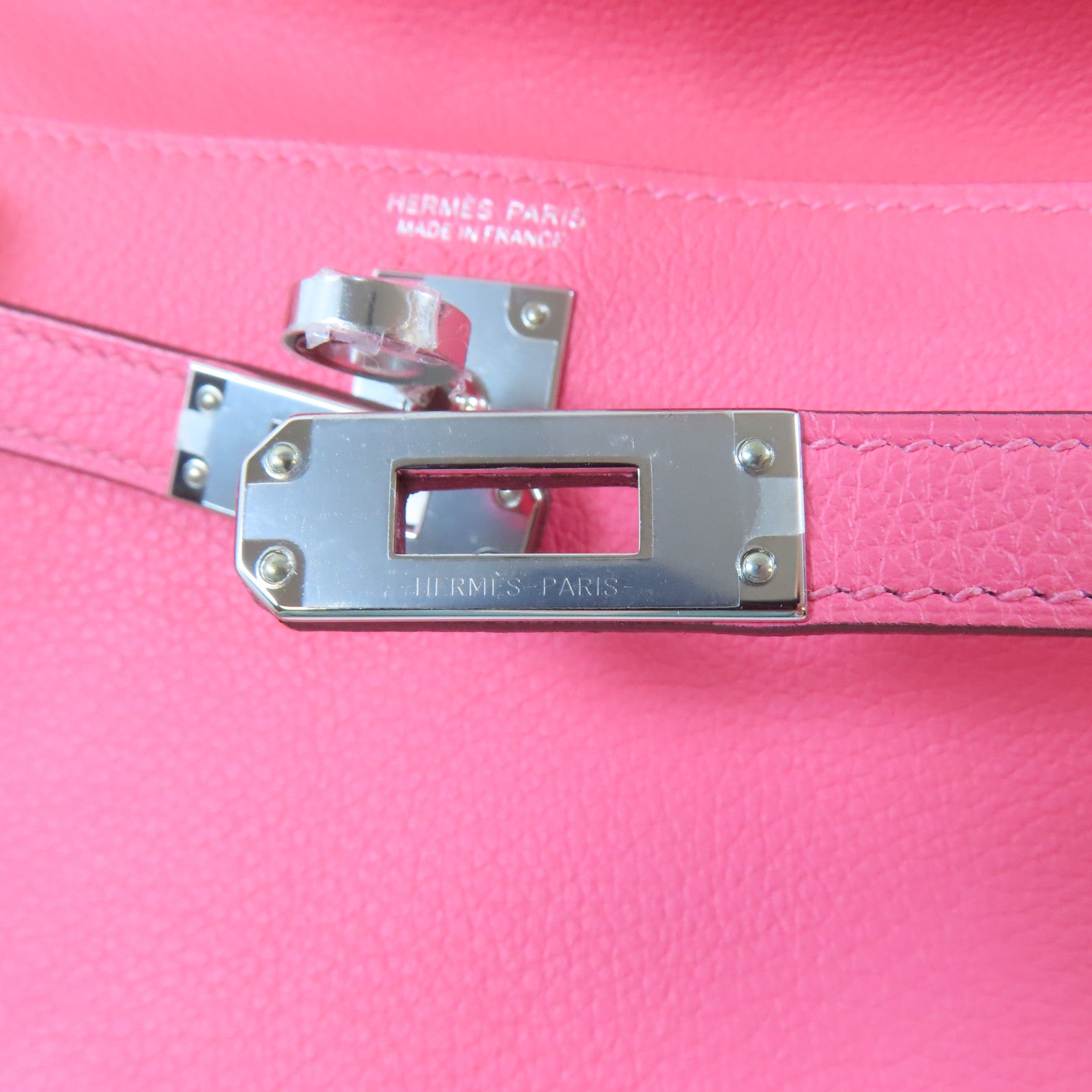 HERMES Evercolor皮革Kelly Danse II銀扣肩背袋腰包Rose Azalee/粉紅色