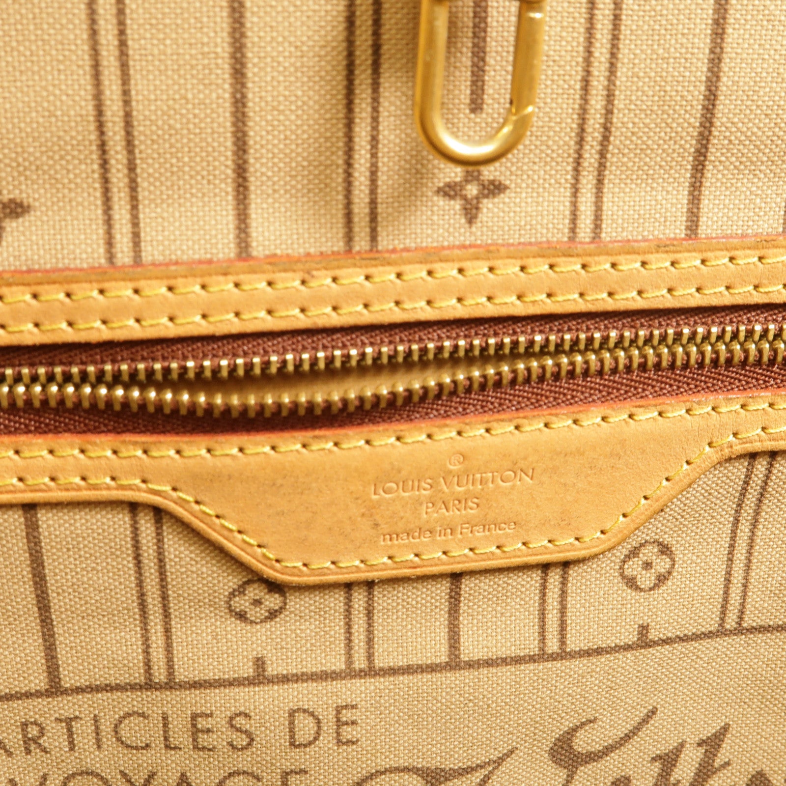 LOUIS VUITTON Monogram Neverfull MM金扣手挽袋