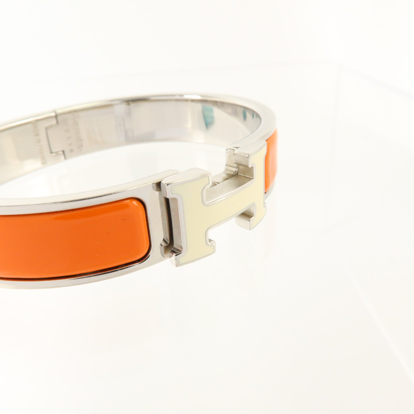 HERMES 金屬/琺瑯Clic H Bracelet銀扣手鏈